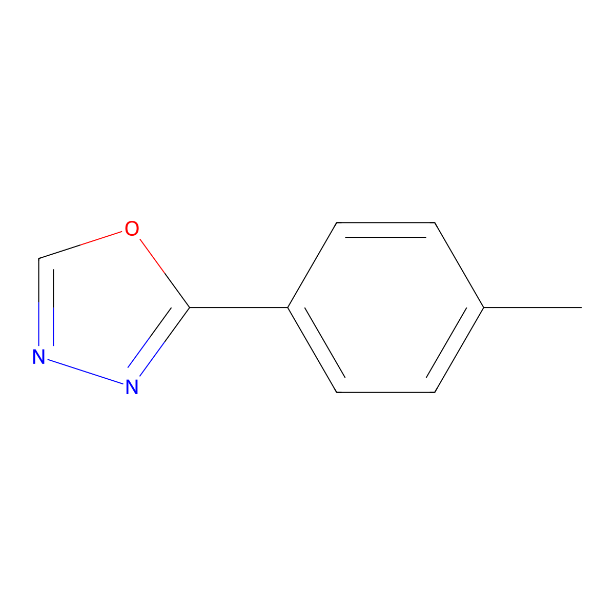 2-(4-Methylphenyl)-1,3,4-oxadiazole molecular structure, CAS 827-58-7