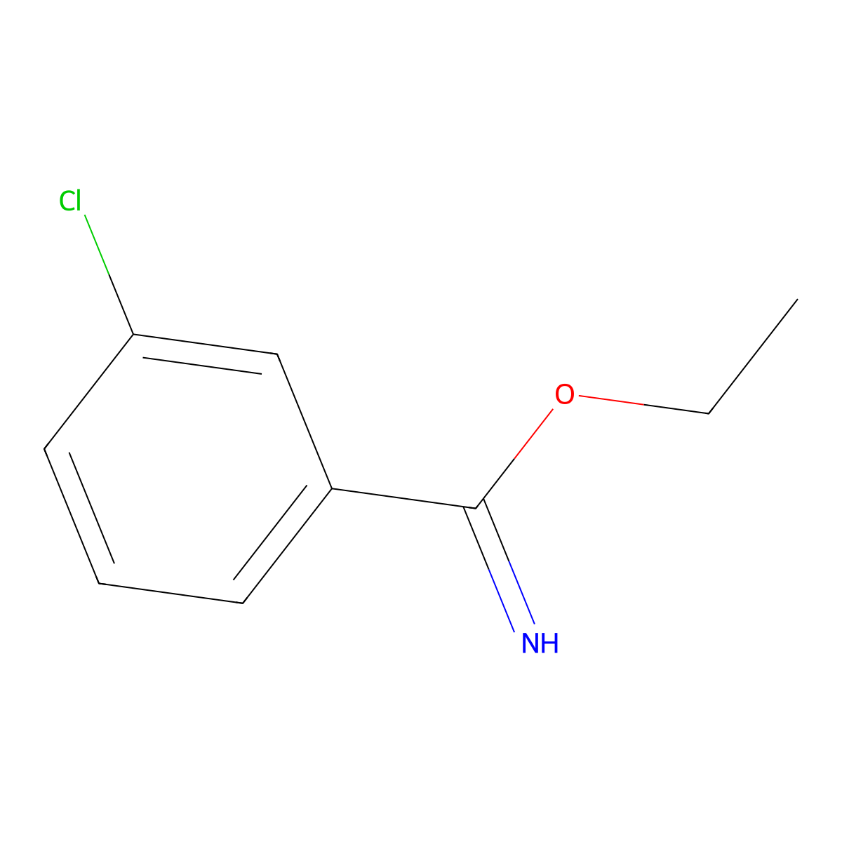 Ethyl 3-chlorobenzene-1-carboximidate molecular structure, CAS 827-64-5