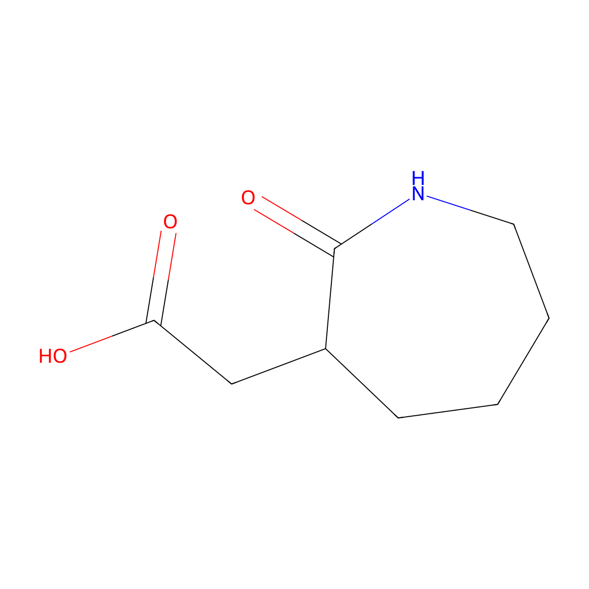2-(2-Oxoazepan-3-yl)acetic acid molecular structure, CAS 827-67-8
