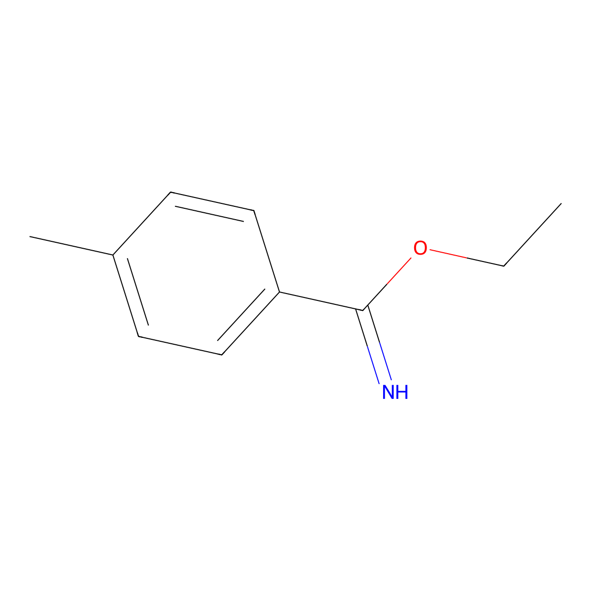 Benzenecarboximidic acid, 4-methyl-, ethyl ester molecular structure, CAS 827-71-4