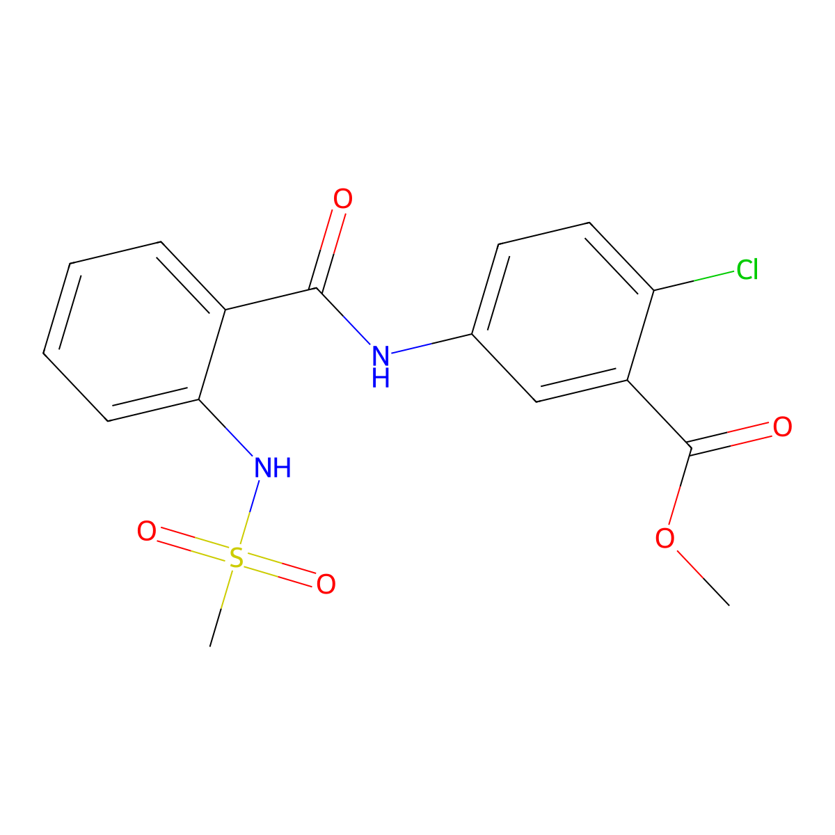 Methyl 2-chloro-5-[({2-[(methylsulfonyl)amino]phenyl}carbonyl)amino]benzoate molecular structure, CAS 827000-20-4
