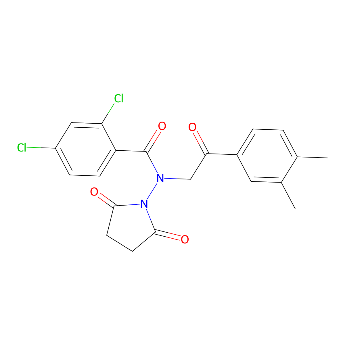 2,4-dichloro-N-[2-(3,4-dimethylphenyl)-2-oxoethyl]-N-(2,5-dioxopyrrolidin-1-yl)benzamide molecular structure, CAS 827000-27-1