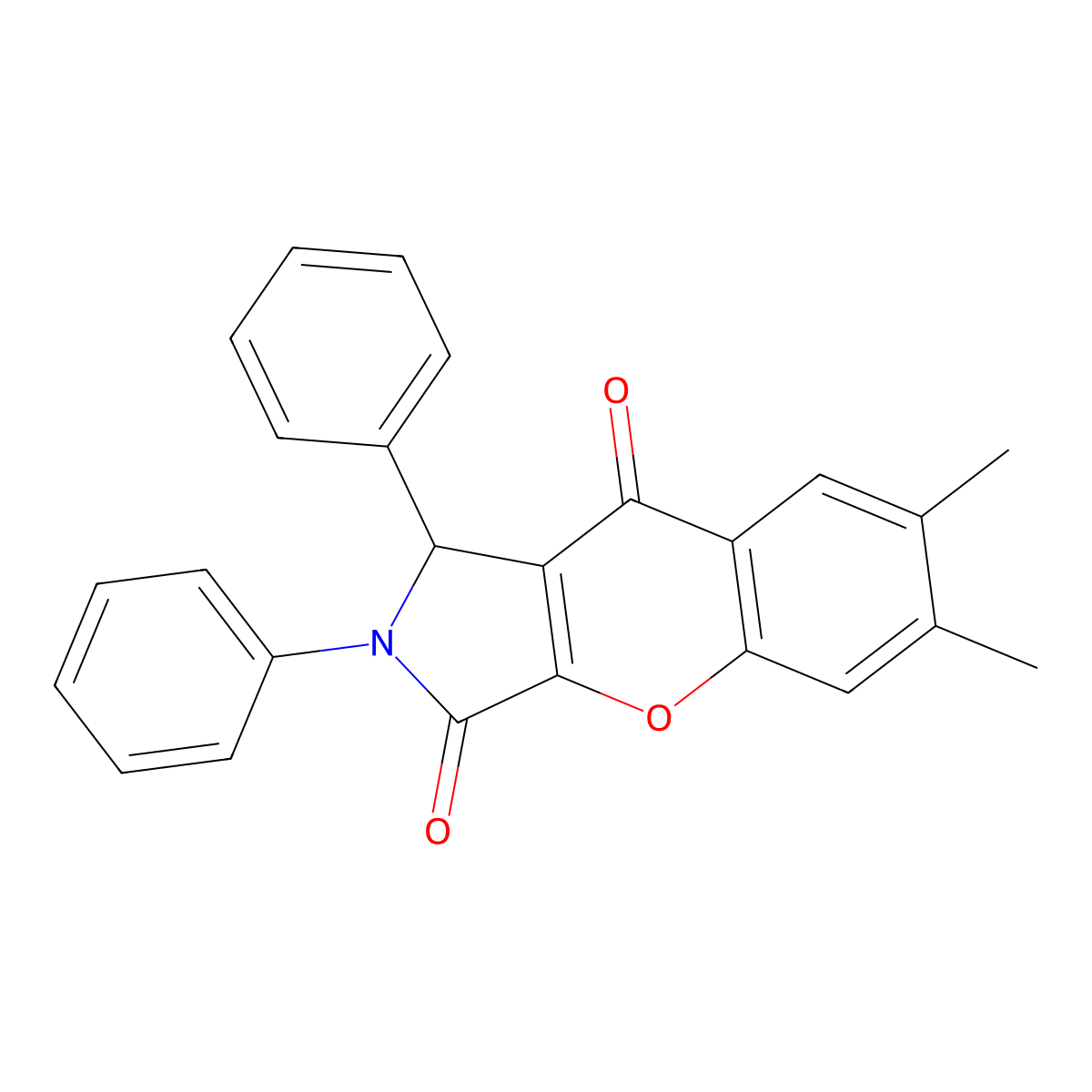 6,7-dimethyl-1,2-diphenyl-1H-chromeno[2,3-c]pyrrole-3,9-dione molecular structure, CAS 827000-70-4