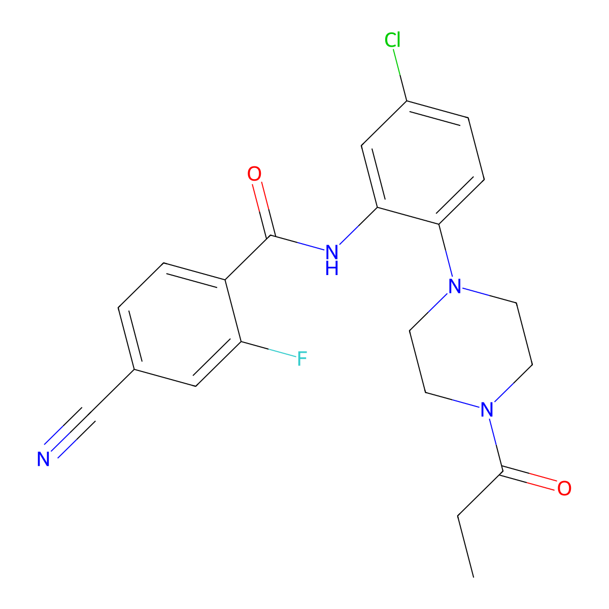 N-[5-chloro-2-(4-propanoylpiperazin-1-yl)phenyl]-4-cyano-2-fluorobenzamide molecular structure, CAS 827000-75-9