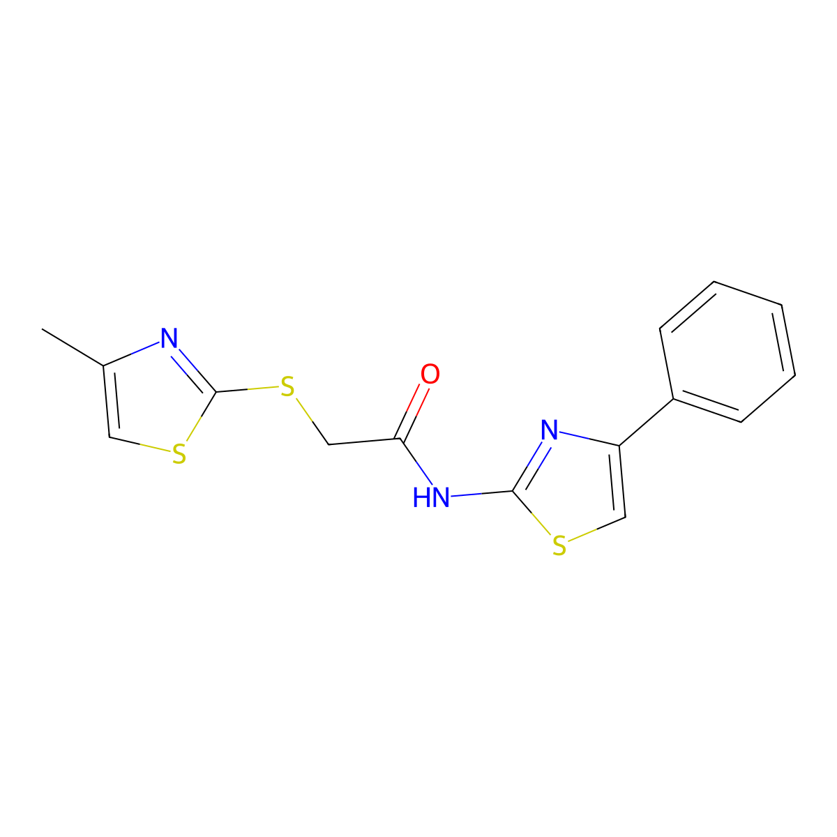 2-[(4-methyl-1,3-thiazol-2-yl)sulfanyl]-N-(4-phenyl-1,3-thiazol-2-yl)acetamide molecular structure, CAS 827000-86-2