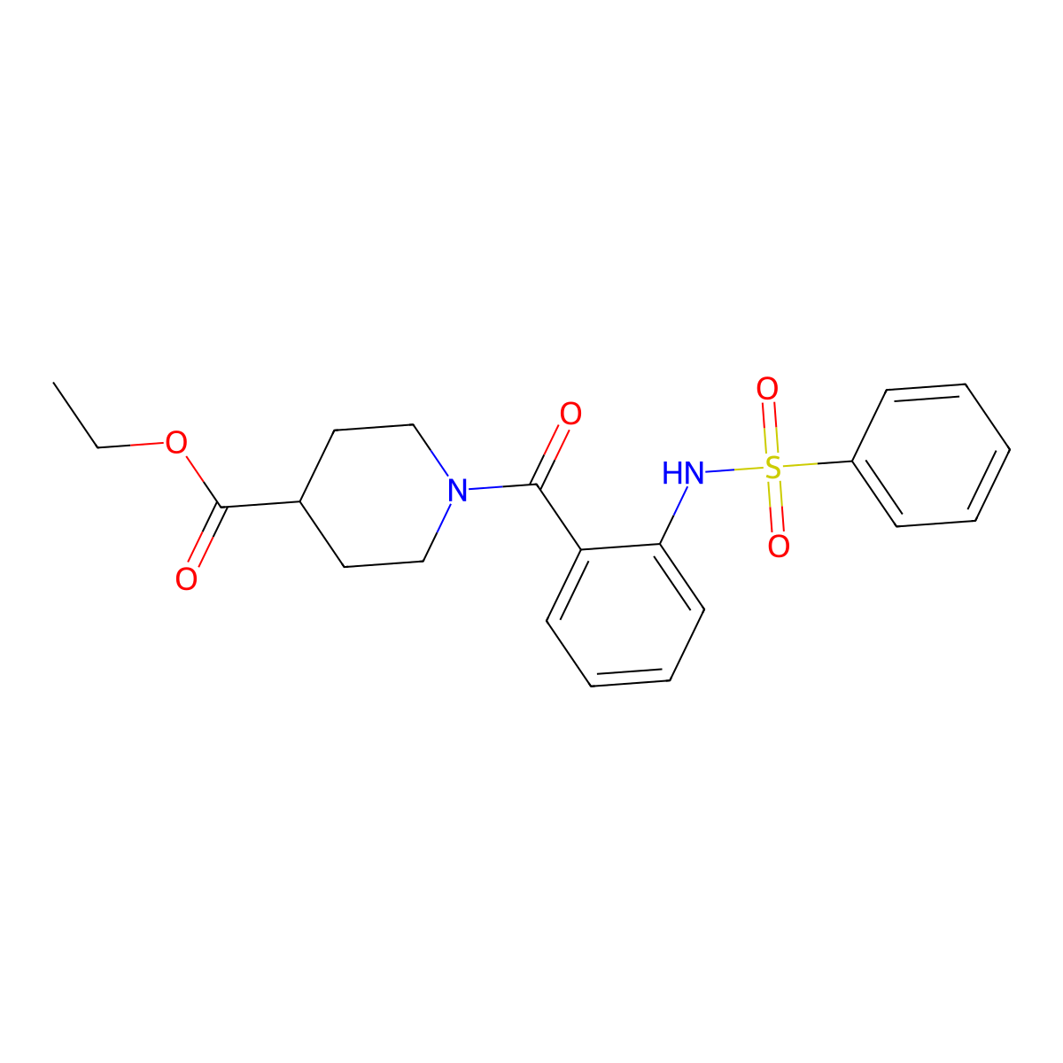 Ethyl 1-({2-[(phenylsulfonyl)amino]phenyl}carbonyl)piperidine-4-carboxylate molecular structure, CAS 827000-94-2