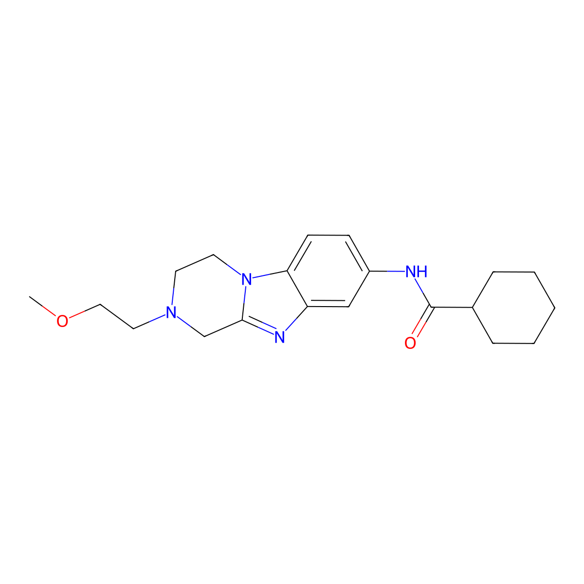 N-[2-(2-methoxyethyl)-3,4-dihydro-1H-pyrazino[1,2-a]benzimidazol-8-yl]cyclohexanecarboxamide molecular structure, CAS 827001-06-9