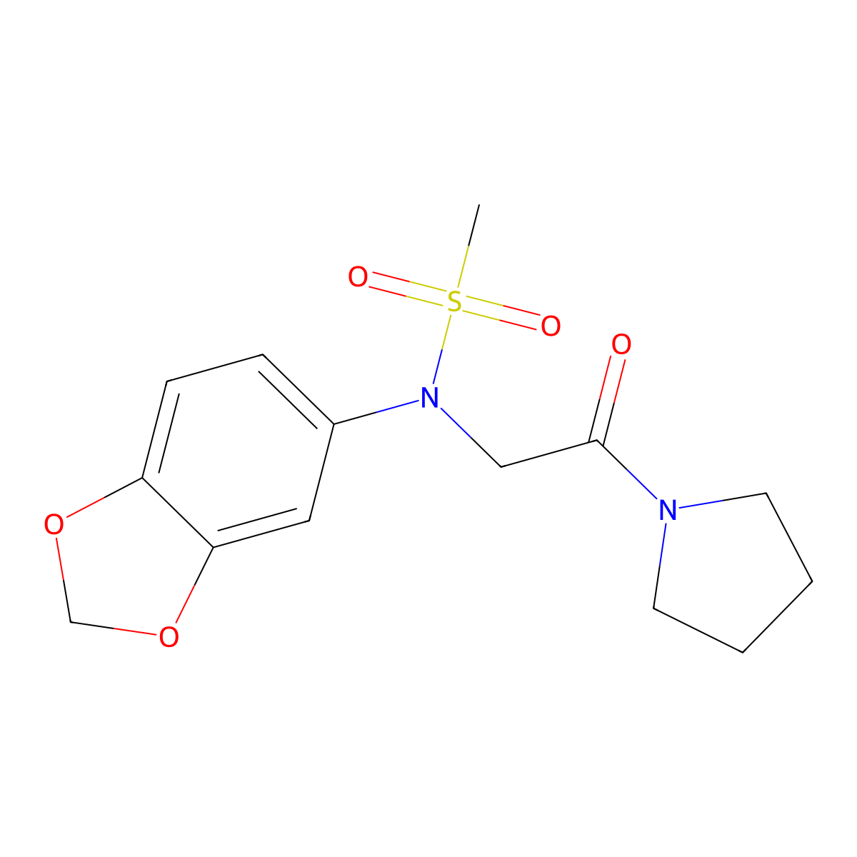 N-(1,3-benzodioxol-5-yl)-N-(2-oxo-2-pyrrolidin-1-ylethyl)methanesulfonamide molecular structure, CAS 827001-48-9