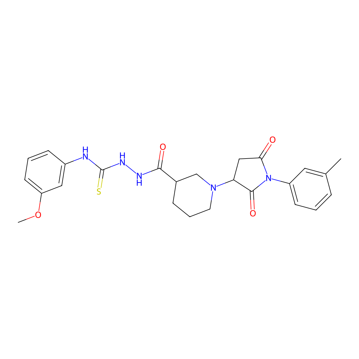 N-(3-methoxyphenyl)-2-({1-[1-(3-methylphenyl)-2,5-dioxopyrrolidin-3-yl]piperidin-3-yl}carbonyl)hydrazinecarbothioamide molecular structure, CAS 827001-81-0