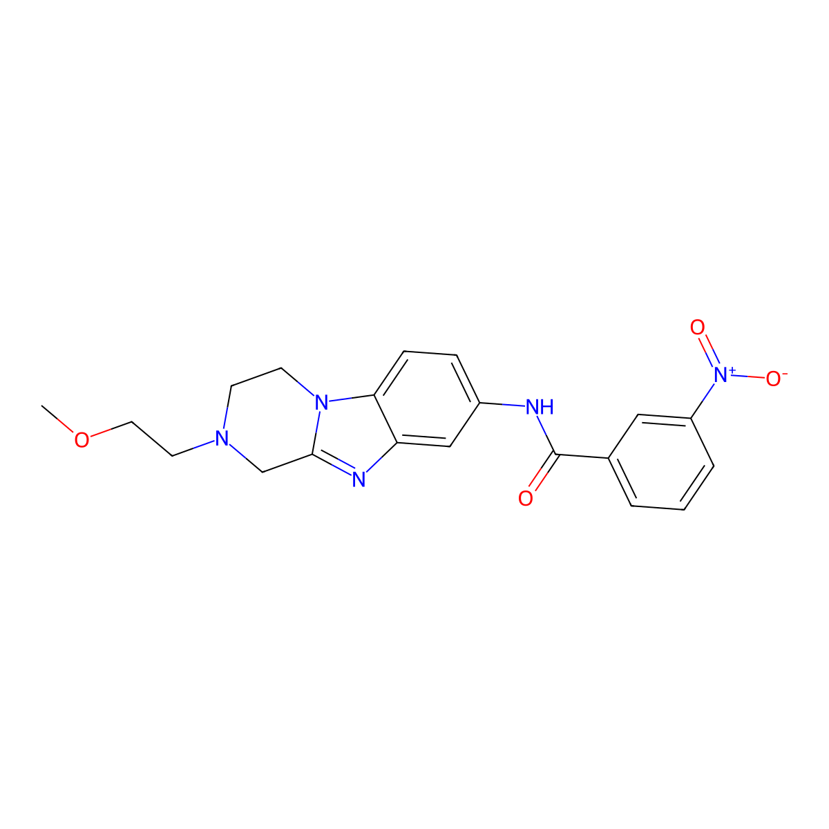 N-[2-(2-methoxyethyl)-3,4-dihydro-1H-pyrazino[1,2-a]benzimidazol-8-yl]-3-nitrobenzamide molecular structure, CAS 827001-97-8