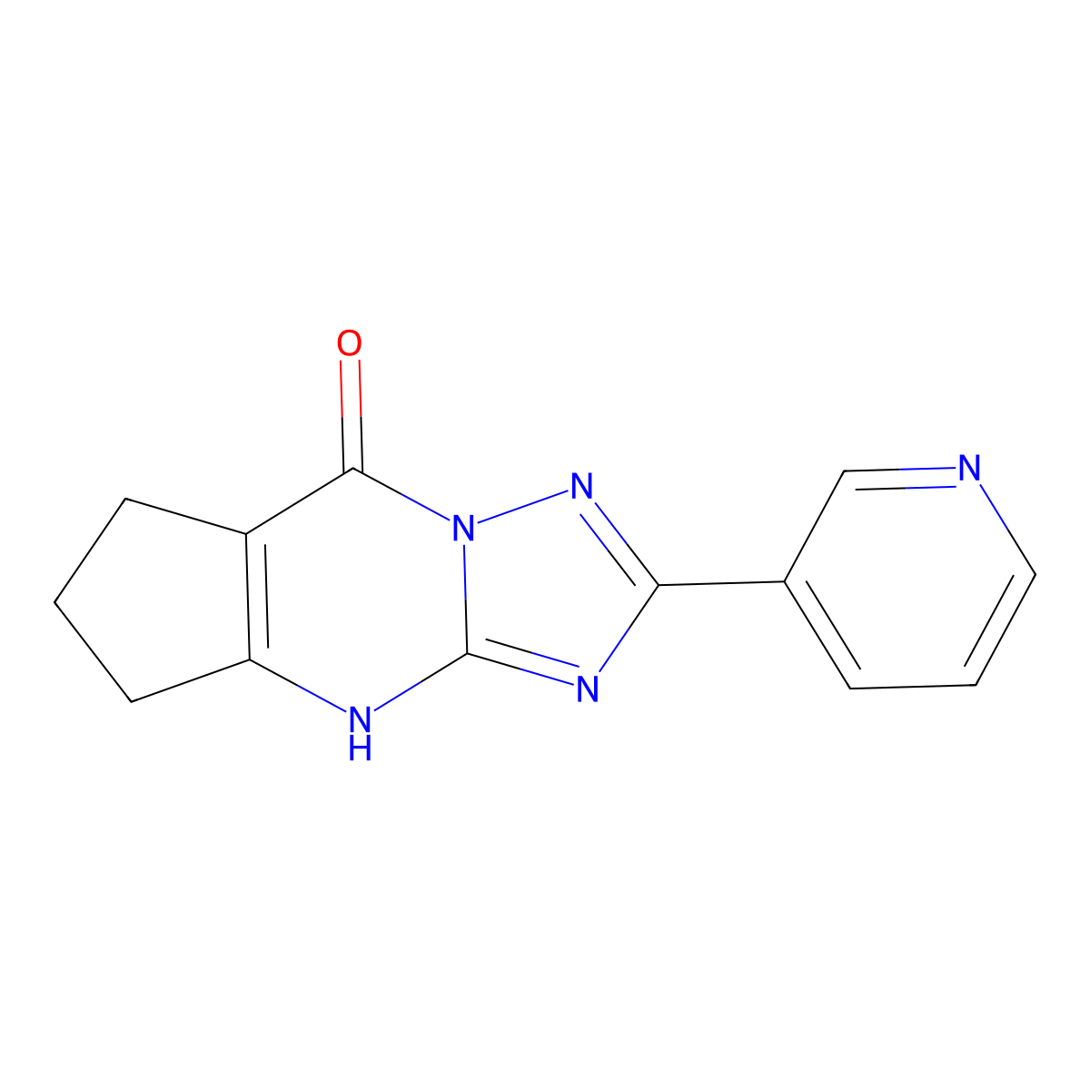 2-pyridin-3-yl-4,5,6,7-tetrahydro-8H-cyclopenta[d][1,2,4]triazolo[1,5-a]pyrimidin-8-one molecular structure, CAS 827002-02-8