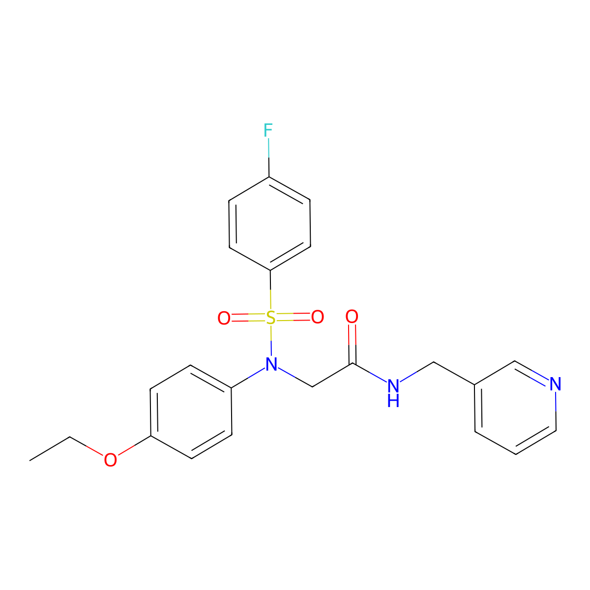 2-(4-ethoxy-N-(4-fluorophenyl)sulfonylanilino)-N-(pyridin-3-ylmethyl)acetamide molecular structure, CAS 827002-03-9