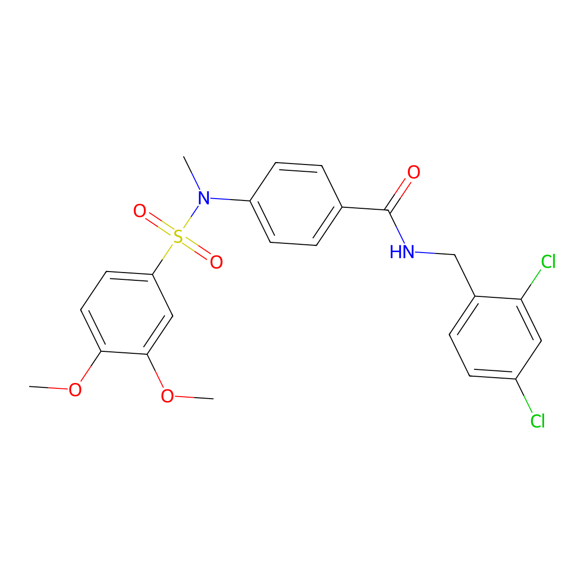 N-[(2,4-dichlorophenyl)methyl]-4-[(3,4-dimethoxyphenyl)sulfonyl-methylamino]benzamide molecular structure, CAS 827002-49-3