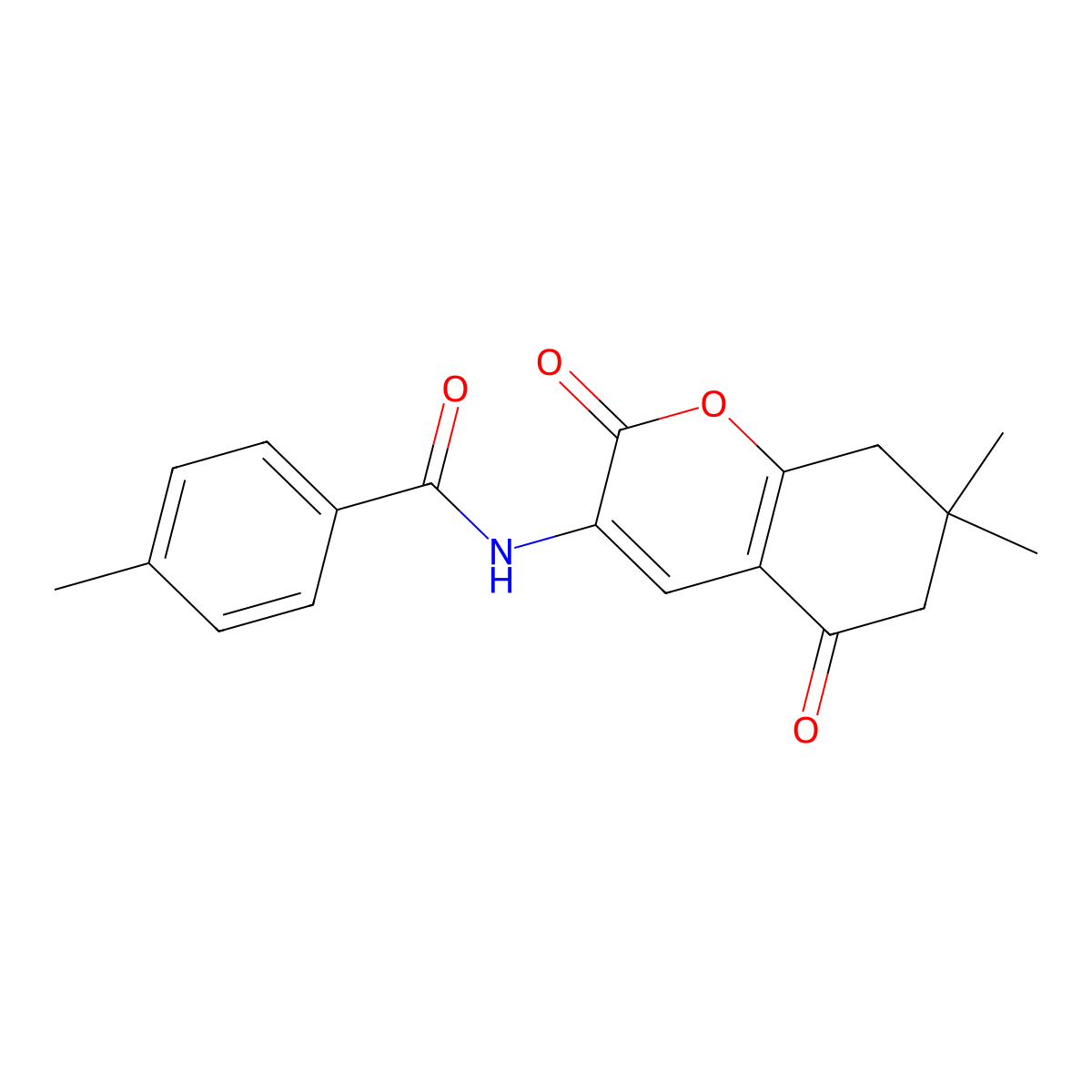 N-(7,7-dimethyl-2,5-dioxo-6,8-dihydrochromen-3-yl)-4-methylbenzamide molecular structure, CAS 827002-73-3