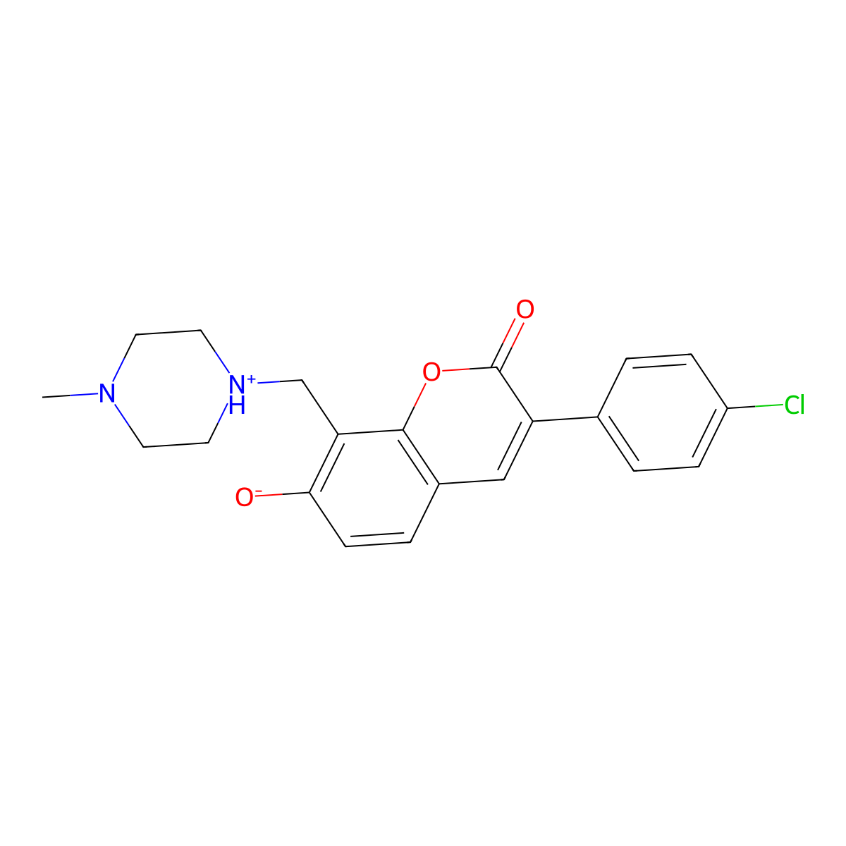 3-(4-chlorophenyl)-7-hydroxy-8-[(4-methylpiperazin-1-yl)methyl]-2H-chromen-2-one molecular structure, CAS 827002-89-1
