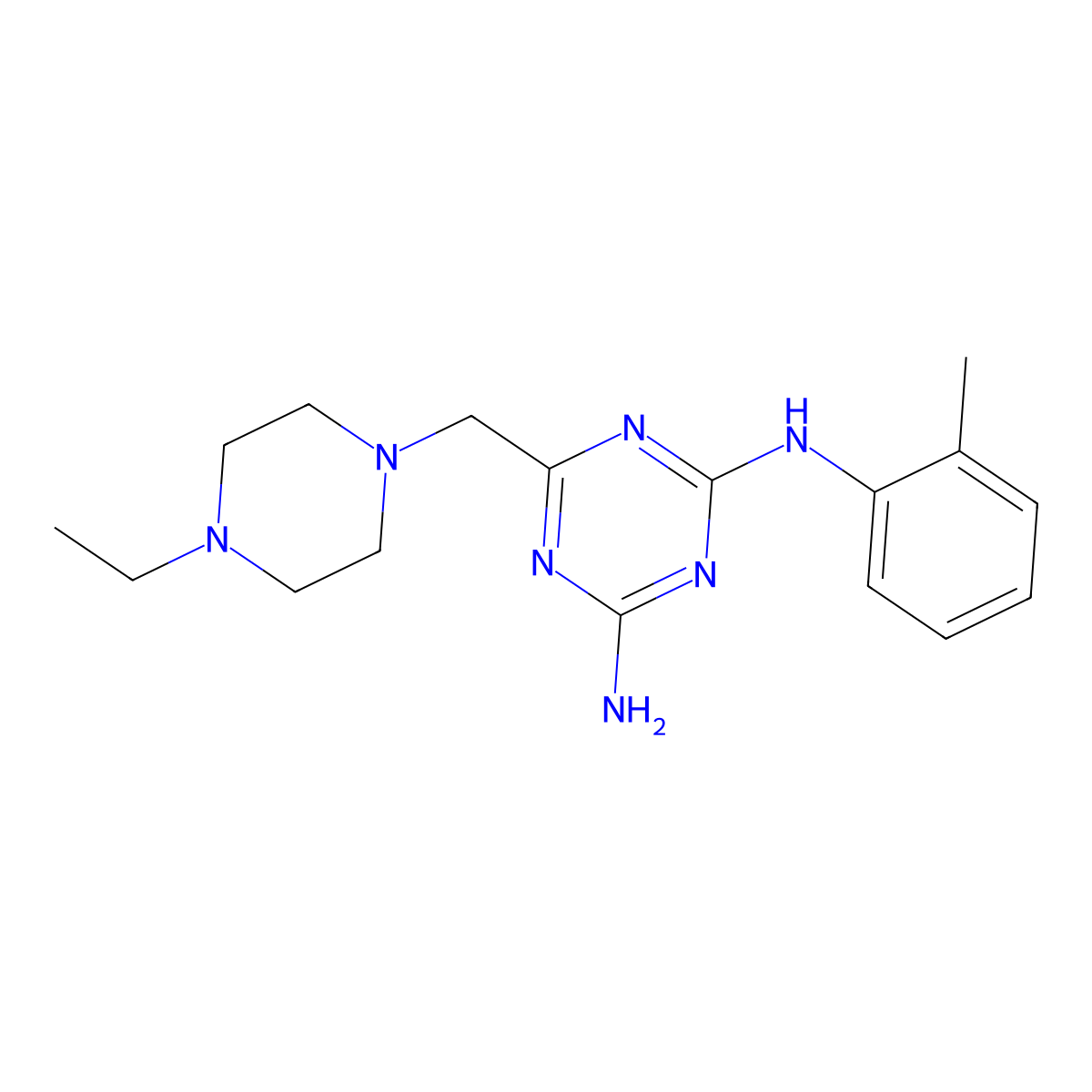 6-[(4-ethylpiperazin-1-yl)methyl]-N-(2-methylphenyl)-1,3,5-triazine-2,4-diamine molecular structure, CAS 827003-56-5