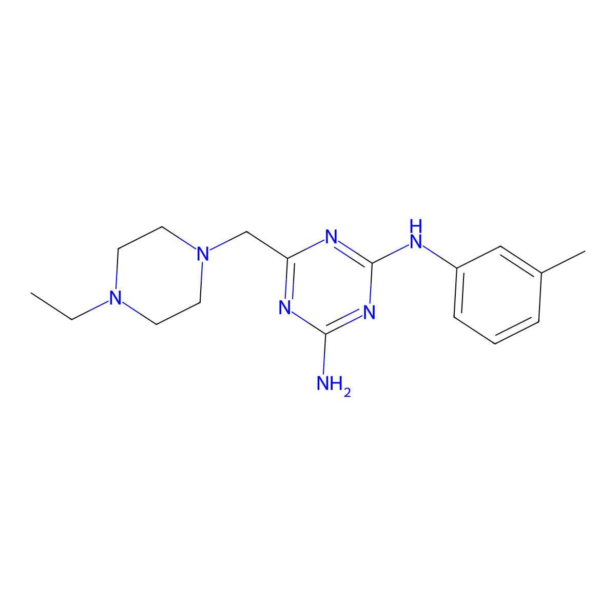 6-[(4-ethylpiperazin-1-yl)methyl]-N-(3-methylphenyl)-1,3,5-triazine-2,4-diamine molecular structure, CAS 827003-75-8