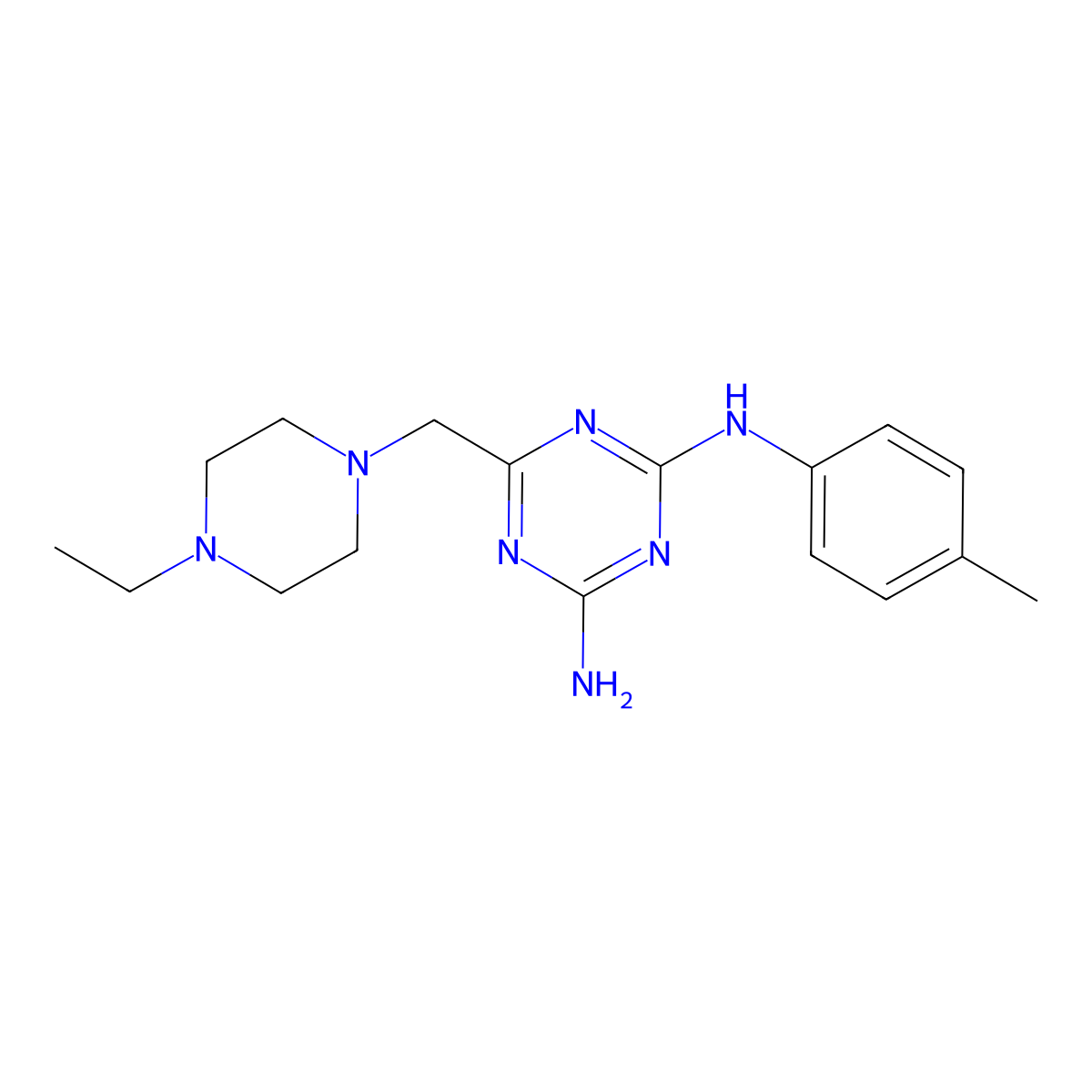 6-[(4-ethylpiperazin-1-yl)methyl]-N-(4-methylphenyl)-1,3,5-triazine-2,4-diamine molecular structure, CAS 827003-85-0