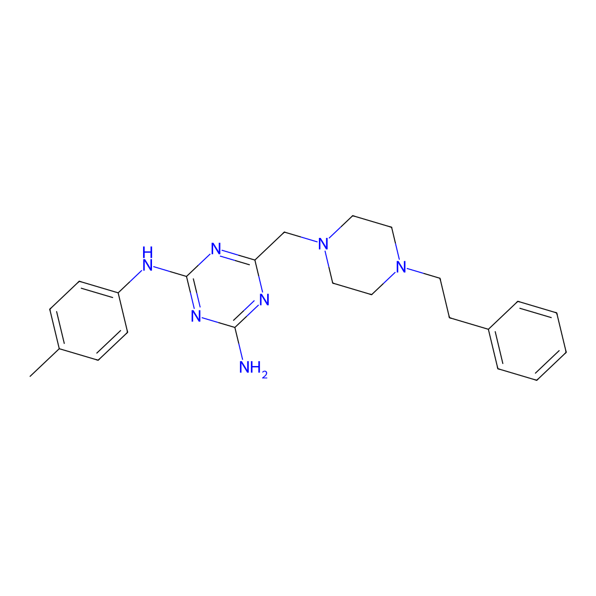 N-{4-amino-6-[(4-phenethylpiperazino)methyl]-1,3,5-triazin-2-yl}-N-(4-methylphenyl)amine molecular structure, CAS 827003-95-2