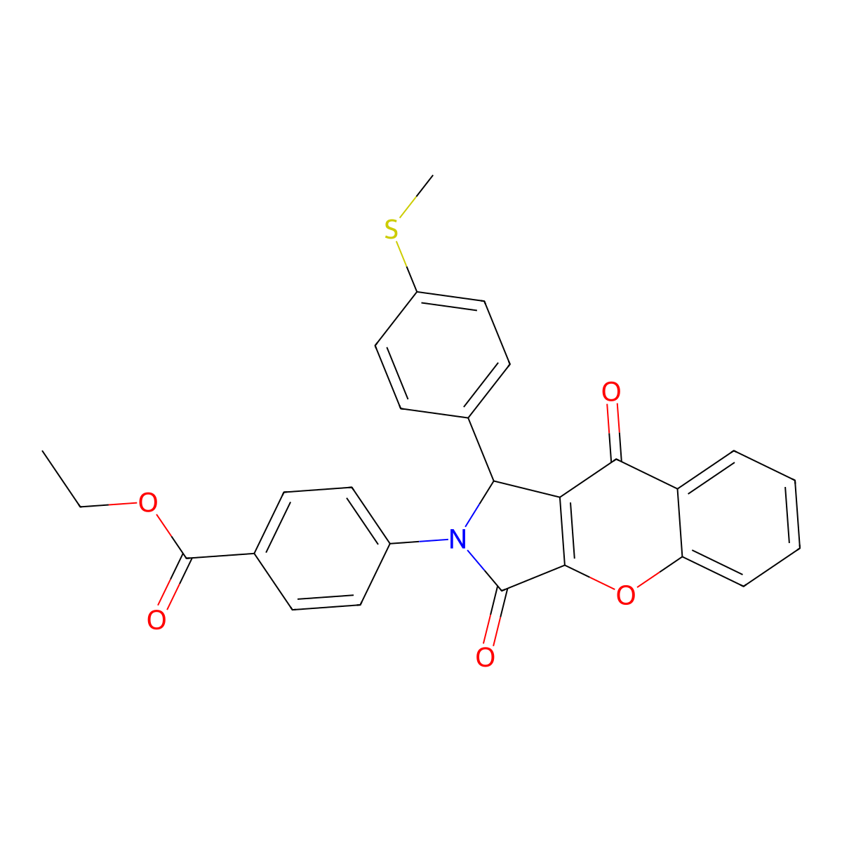 ethyl 4-{1-[4-(methylsulfanyl)phenyl]-3,9-dioxo-3,9-dihydrochromeno[2,3-c]pyrrol-2(1H)-yl}benzoate molecular structure, CAS 827004-07-9