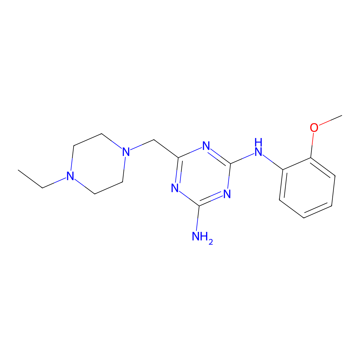 6-[(4-ethylpiperazin-1-yl)methyl]-N-(2-methoxyphenyl)-1,3,5-triazine-2,4-diamine molecular structure, CAS 827004-19-3