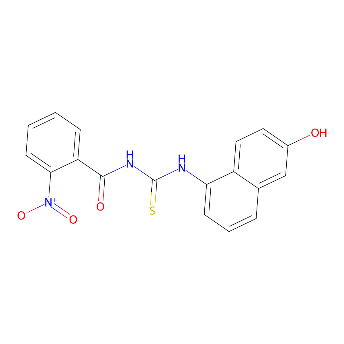 N-[(6-hydroxynaphthalen-1-yl)carbamothioyl]-2-nitrobenzamide molecular structure, CAS 827004-21-7