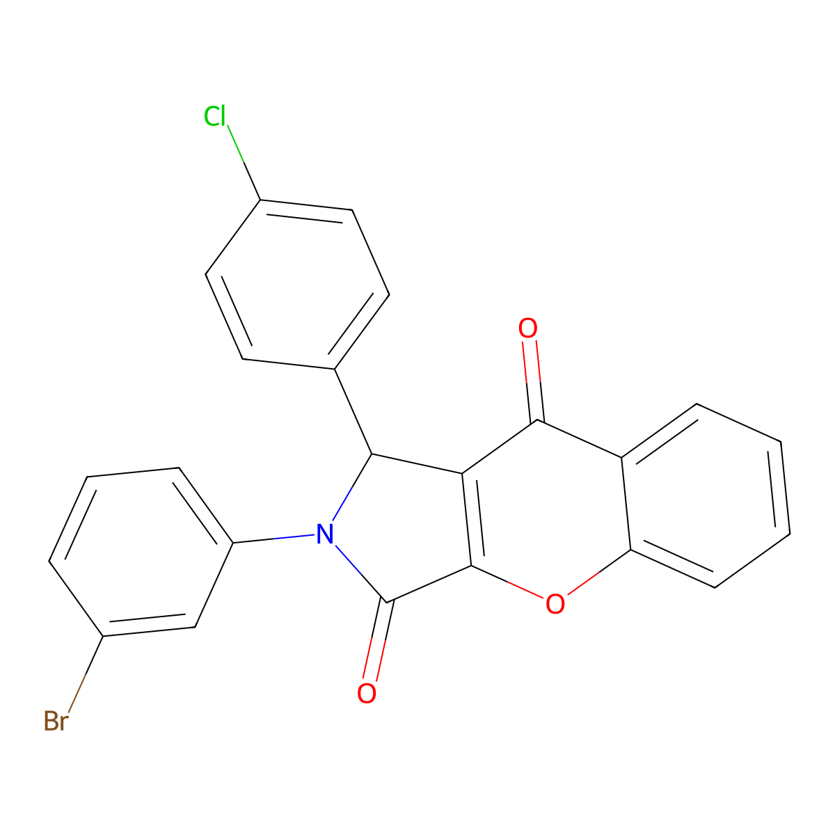 2-(3-bromophenyl)-1-(4-chlorophenyl)-1H-chromeno[2,3-c]pyrrole-3,9-dione molecular structure, CAS 827004-27-3