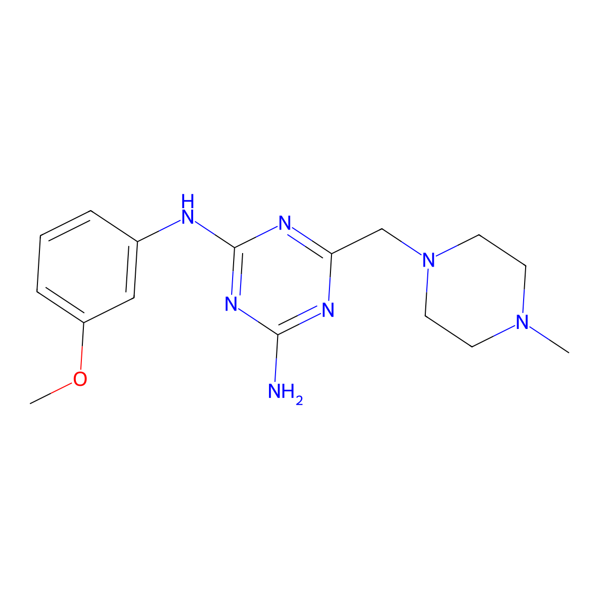 N-(3-methoxyphenyl)-6-[(4-methylpiperazin-1-yl)methyl]-1,3,5-triazine-2,4-diamine molecular structure, CAS 827004-34-2