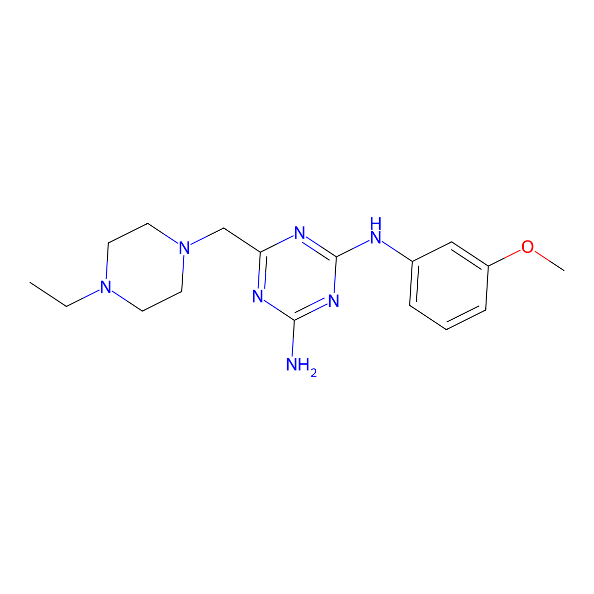 6-[(4-ethylpiperazin-1-yl)methyl]-N-(3-methoxyphenyl)-1,3,5-triazine-2,4-diamine molecular structure, CAS 827004-39-7