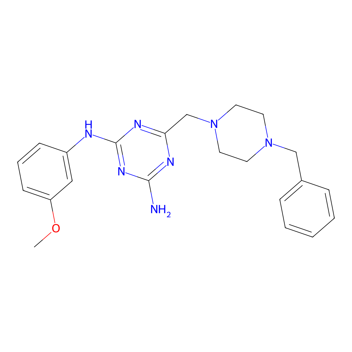 6-[(4-benzylpiperazin-1-yl)methyl]-N-(3-methoxyphenyl)-1,3,5-triazine-2,4-diamine molecular structure, CAS 827004-43-3