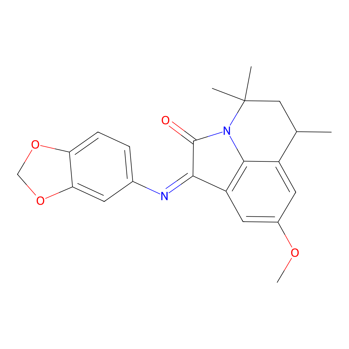 (1E)-1-(1,3-benzodioxol-5-ylimino)-8-methoxy-4,4,6-trimethyl-5,6-dihydro-4H-pyrrolo[3,2,1-ij]quinolin-2(1H)-one molecular structure, CAS 827004-52-4
