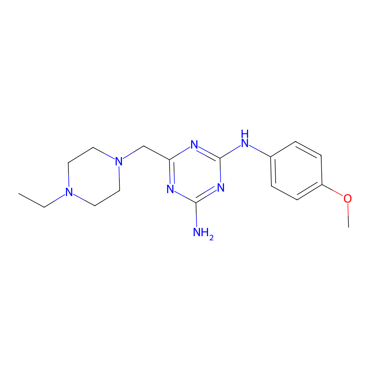 6-[(4-ethylpiperazin-1-yl)methyl]-N-(4-methoxyphenyl)-1,3,5-triazine-2,4-diamine molecular structure, CAS 827004-53-5