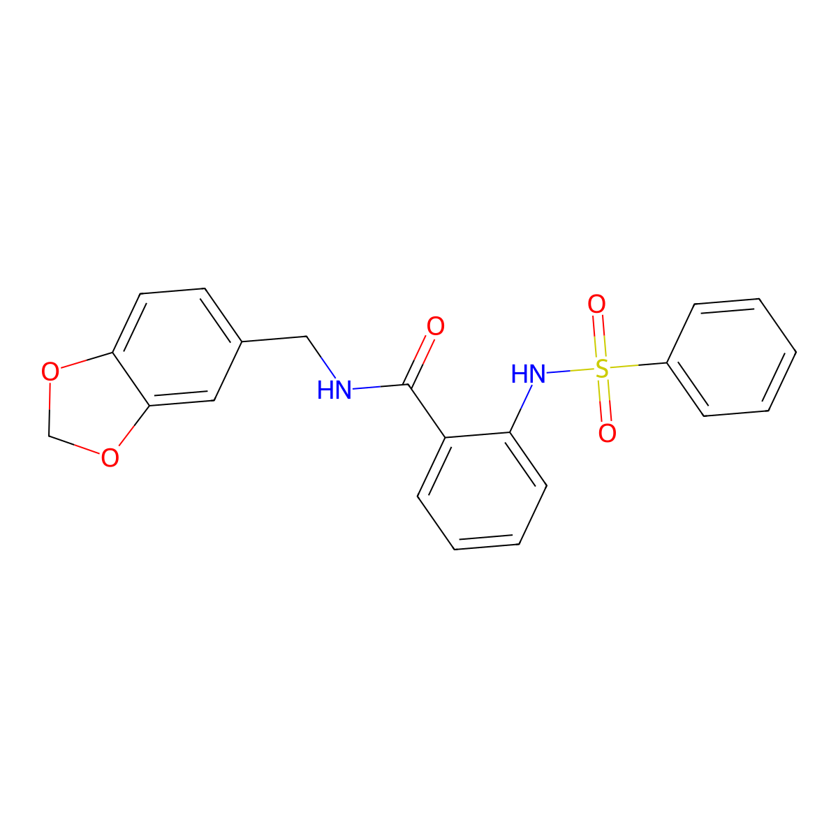 2-(benzenesulfonamido)-N-(1,3-benzodioxol-5-ylmethyl)benzamide molecular structure, CAS 827004-59-1