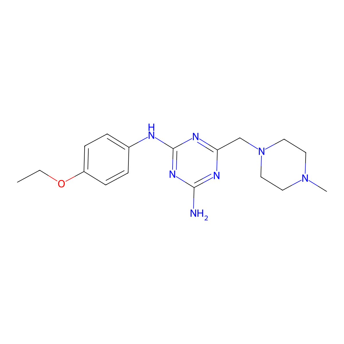 N-(4-ethoxyphenyl)-6-[(4-methylpiperazin-1-yl)methyl]-1,3,5-triazine-2,4-diamine molecular structure, CAS 827004-68-2