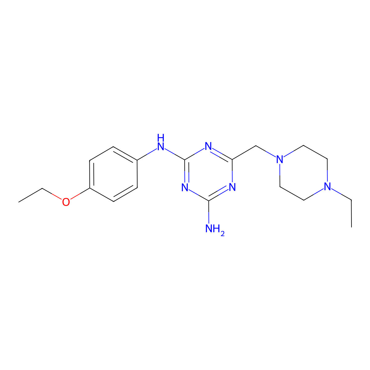 N-(4-ethoxyphenyl)-6-[(4-ethylpiperazin-1-yl)methyl]-1,3,5-triazine-2,4-diamine molecular structure, CAS 827004-74-0