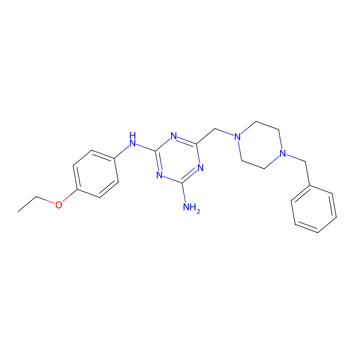 6-[(4-benzylpiperazin-1-yl)methyl]-N-(4-ethoxyphenyl)-1,3,5-triazine-2,4-diamine molecular structure, CAS 827004-78-4
