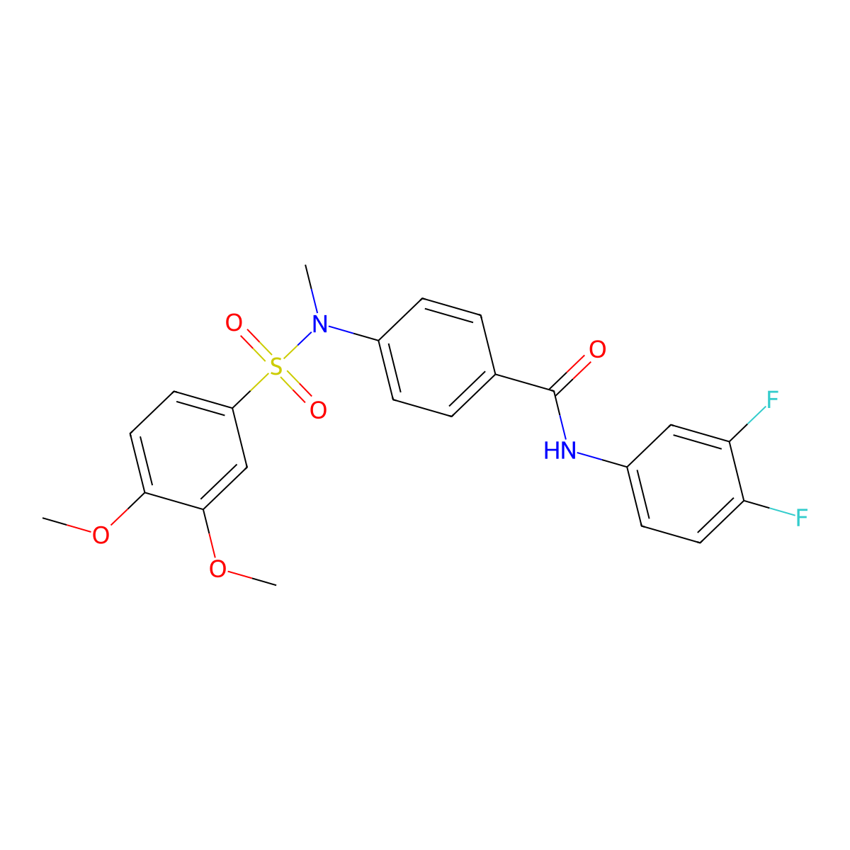 N-(3,4-difluorophenyl)-4-[(3,4-dimethoxyphenyl)sulfonyl-methylamino]benzamide molecular structure, CAS 827004-79-5