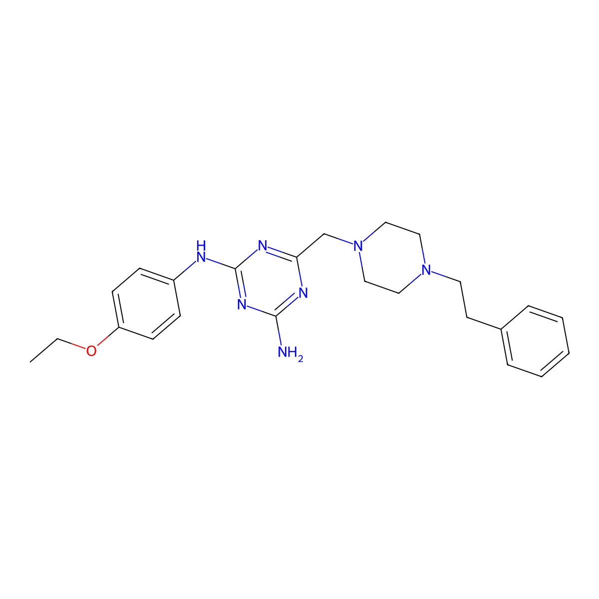 N-(4-ethoxyphenyl)-6-{[4-(2-phenylethyl)piperazin-1-yl]methyl}-1,3,5-triazine-2,4-diamine molecular structure, CAS 827004-83-1