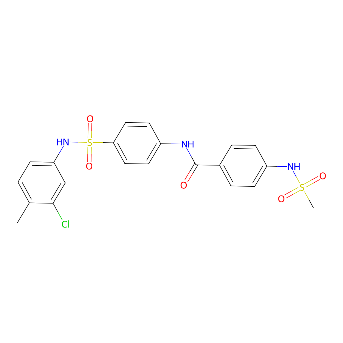 N-[4-[(3-chloro-4-methylphenyl)sulfamoyl]phenyl]-4-(methanesulfonamido)benzamide molecular structure, CAS 827004-85-3
