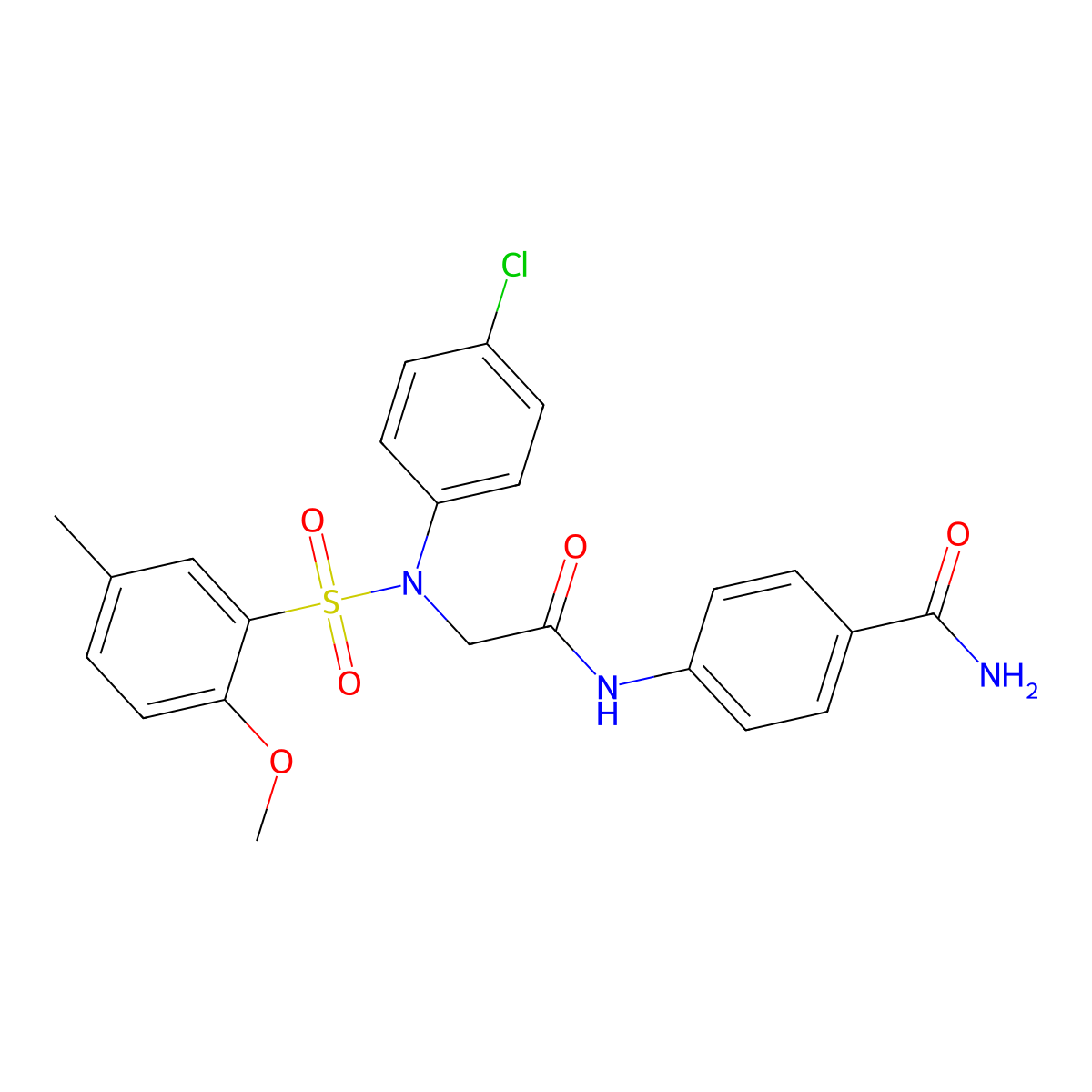4-[[2-(4-chloro-N-(2-methoxy-5-methylphenyl)sulfonylanilino)acetyl]amino]benzamide molecular structure, CAS 827004-96-6