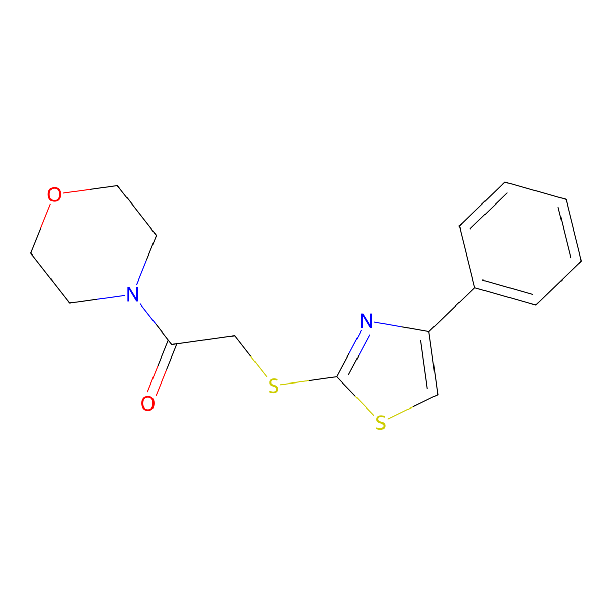 1-Morpholin-4-yl-2-[(4-phenyl-1,3-thiazol-2-yl)sulfanyl]ethanone molecular structure, CAS 827005-05-0