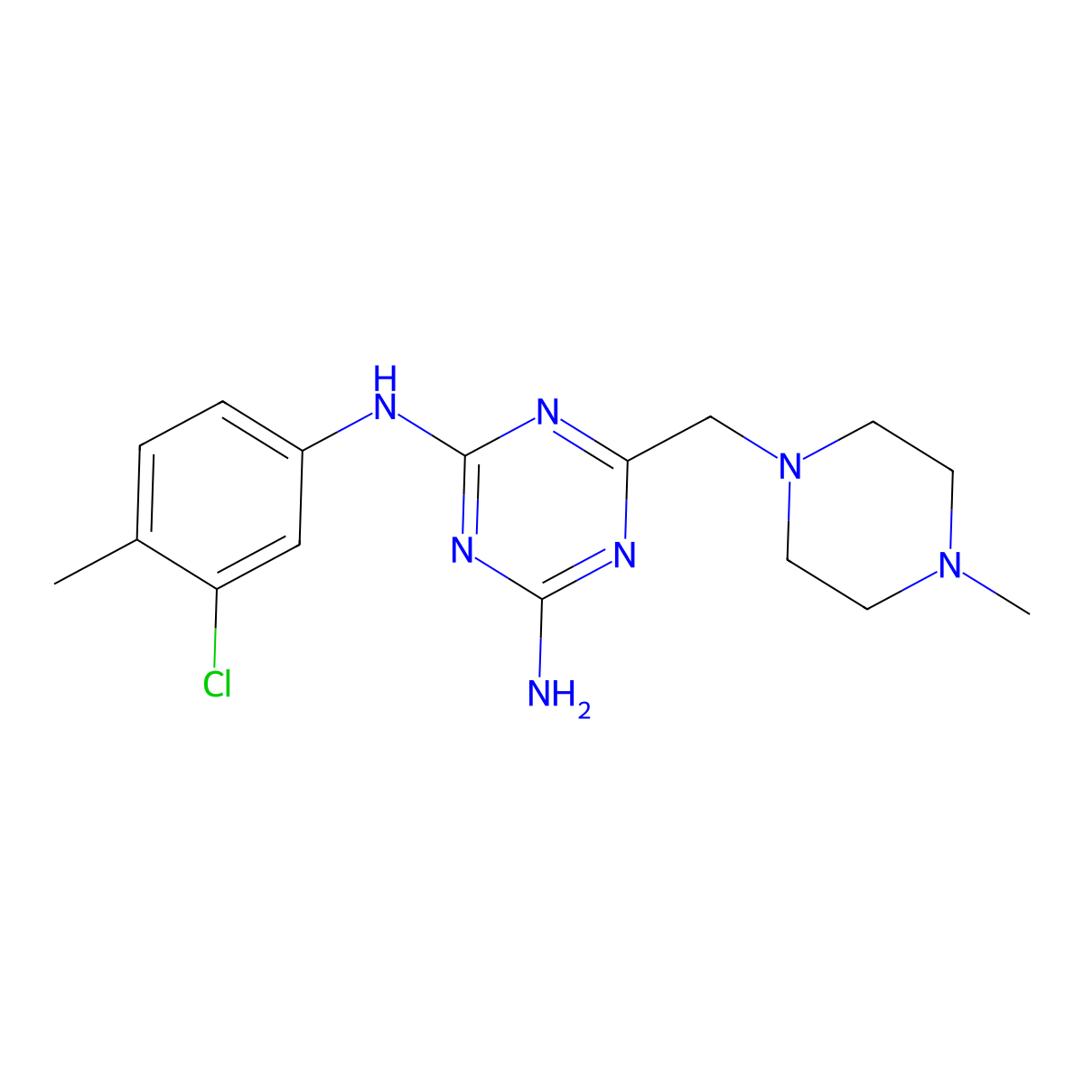 N-(3-chloro-4-methylphenyl)-6-[(4-methylpiperazin-1-yl)methyl]-1,3,5-triazine-2,4-diamine molecular structure, CAS 827005-18-5