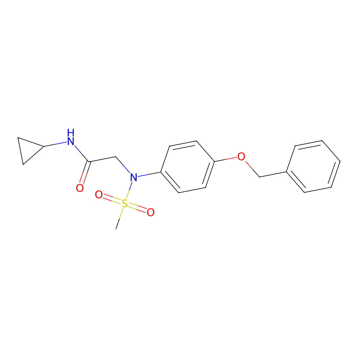 N-cyclopropyl-2-(N-methylsulfonyl-4-phenylmethoxyanilino)acetamide molecular structure, CAS 827005-34-5
