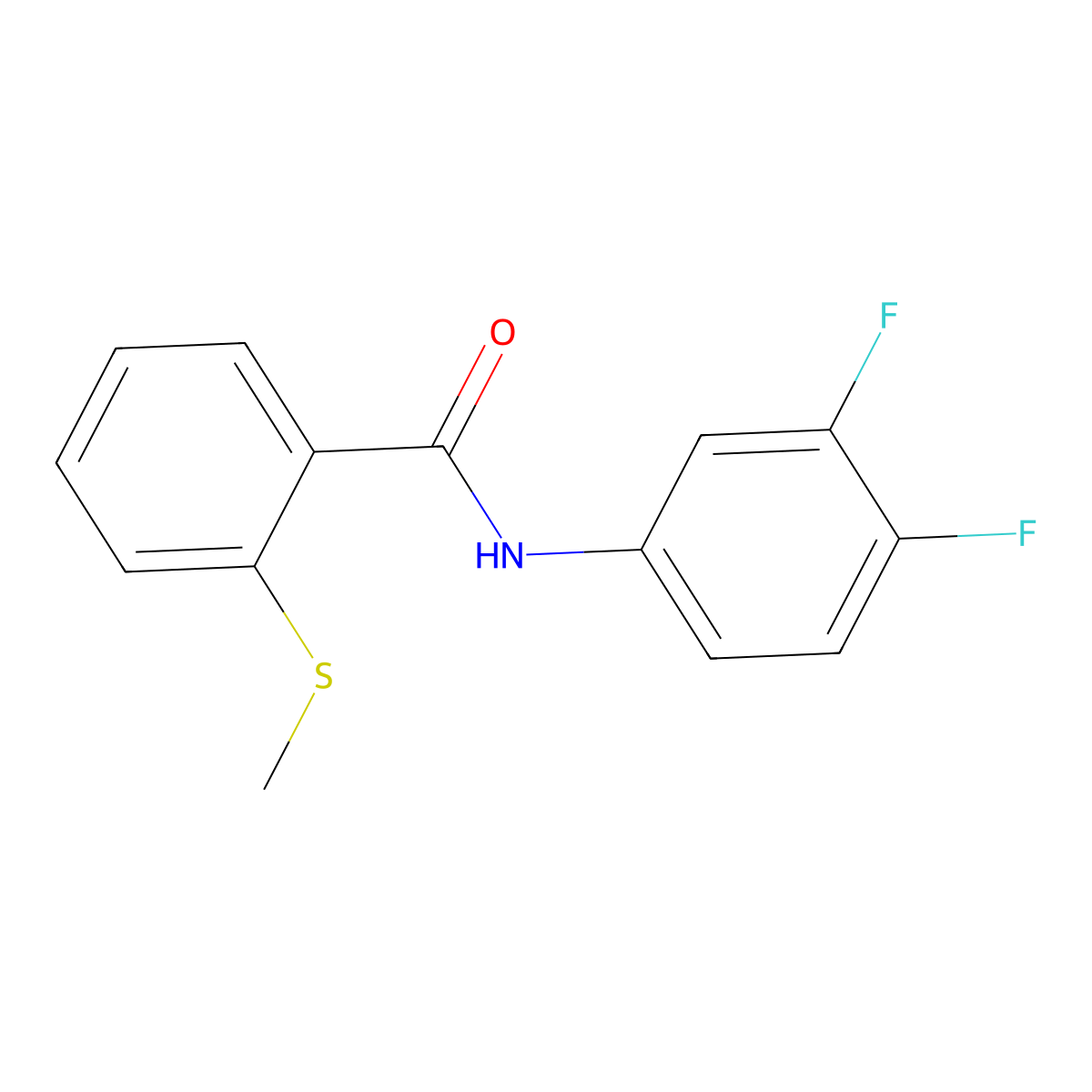 N-(3,4-difluorophenyl)-2-methylsulfanylbenzamide molecular structure, CAS 827005-44-7