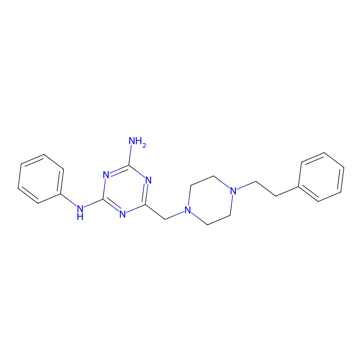 N-{4-amino-6-[(4-phenethylpiperazino)methyl]-1,3,5-triazin-2-yl}-N-phenylamine molecular structure, CAS 827005-47-0