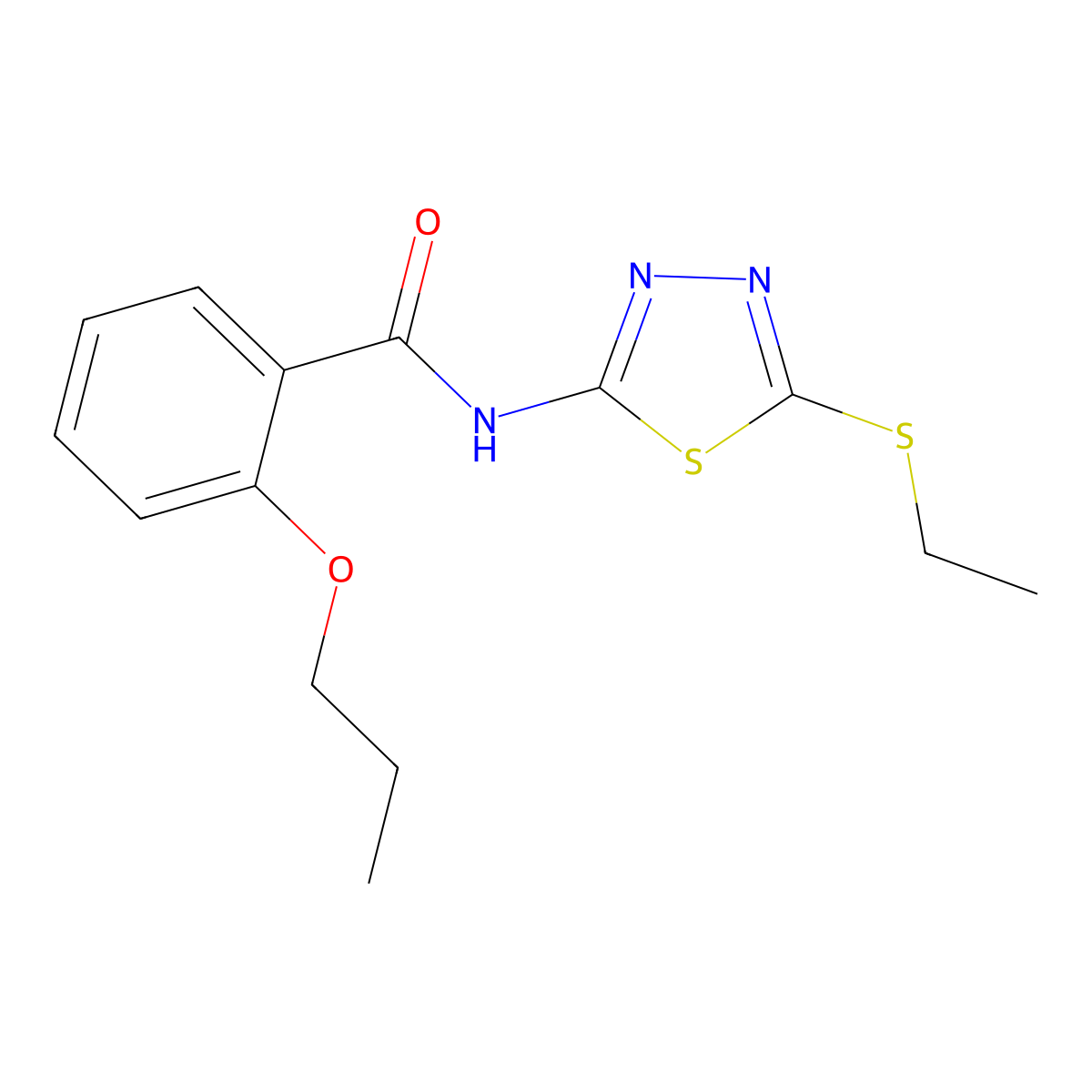 N-[5-(ethylsulfanyl)-1,3,4-thiadiazol-2-yl]-2-propoxybenzamide molecular structure, CAS 827005-48-1