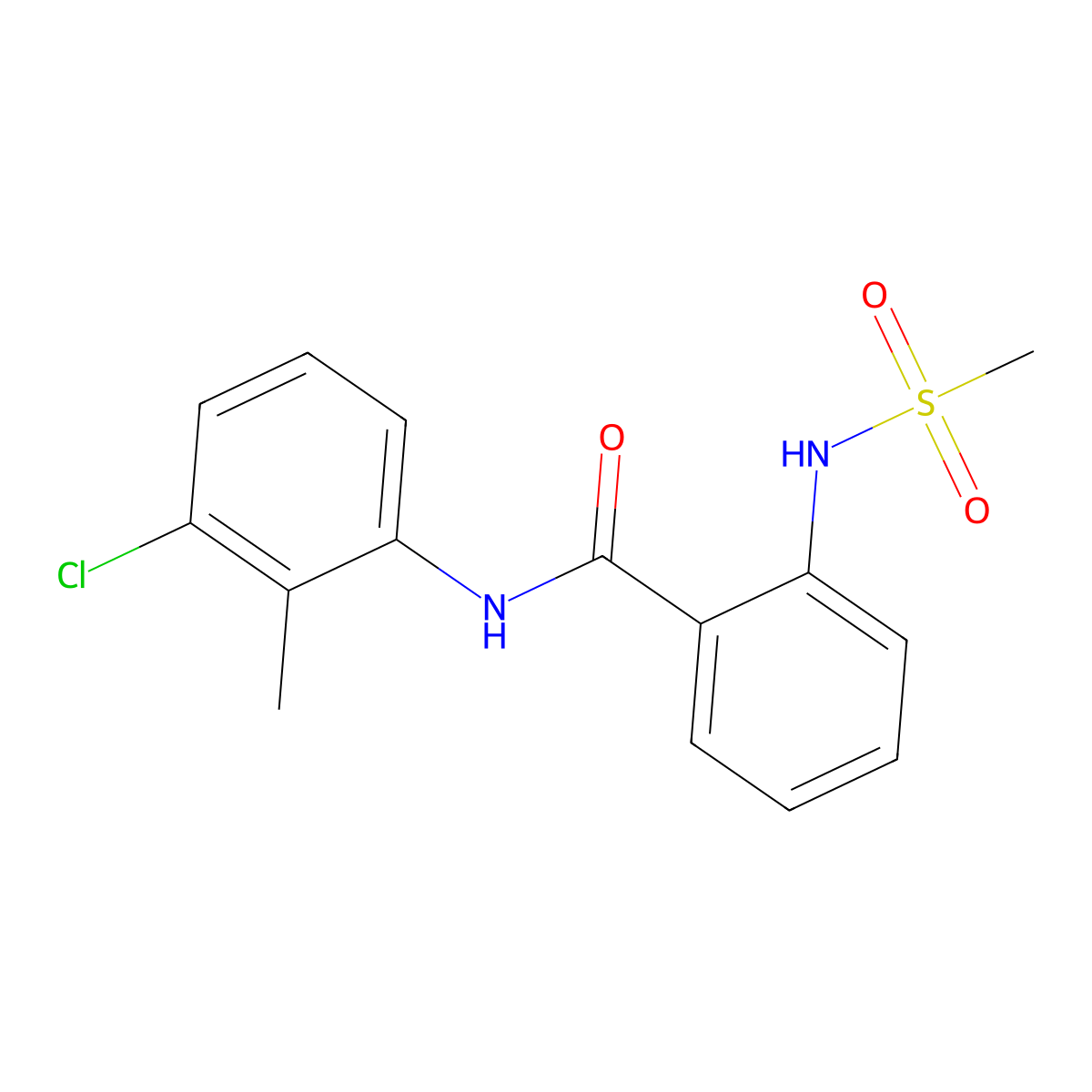 N-(3-chloro-2-methylphenyl)-2-(methanesulfonamido)benzamide molecular structure, CAS 827005-73-2