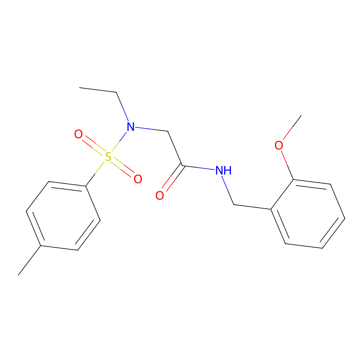 2-[ethyl-(4-methylphenyl)sulfonylamino]-N-[(2-methoxyphenyl)methyl]acetamide molecular structure, CAS 827005-79-8