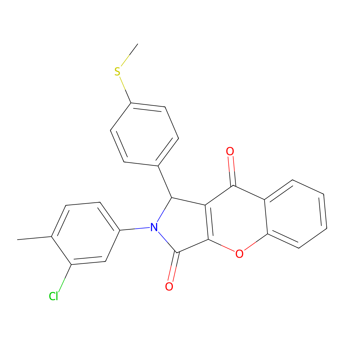 2-(3-chloro-4-methylphenyl)-1-(4-methylsulfanylphenyl)-1H-chromeno[2,3-c]pyrrole-3,9-dione molecular structure, CAS 827005-95-8