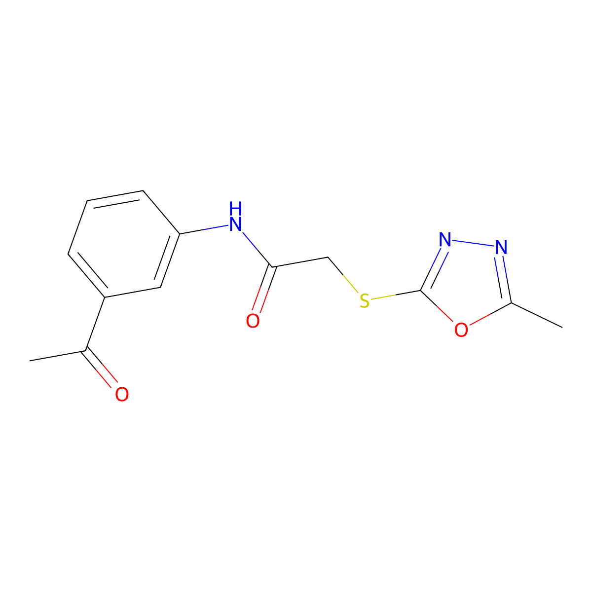 N-(3-acetylphenyl)-2-[(5-methyl-1,3,4-oxadiazol-2-yl)sulfanyl]acetamide molecular structure, CAS 827005-98-1